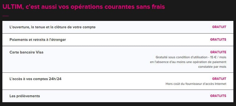 Pas de frais à l'étranger avec ultim